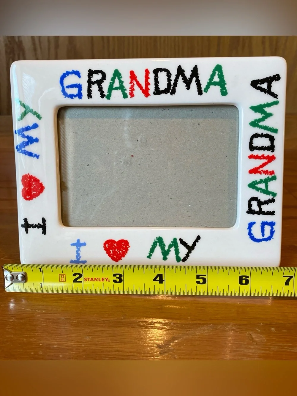 Vtg I Love My Grandma Ceramic Picture Frame Colorful Lettering Holds 4x6 Photo